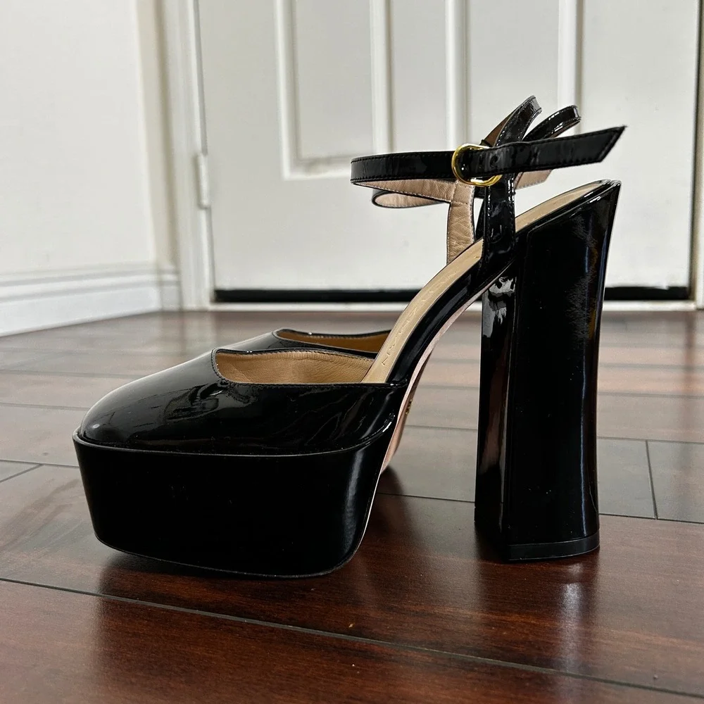 NWOB Stuart Weitzman Skyhigh 145 Chunky Platform Pumps Sz 8.5 Patent Leather Y2K